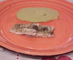 Filetto di pesce spatola alla mediterranea con puré  di piselli secchi -contest ricette leggere