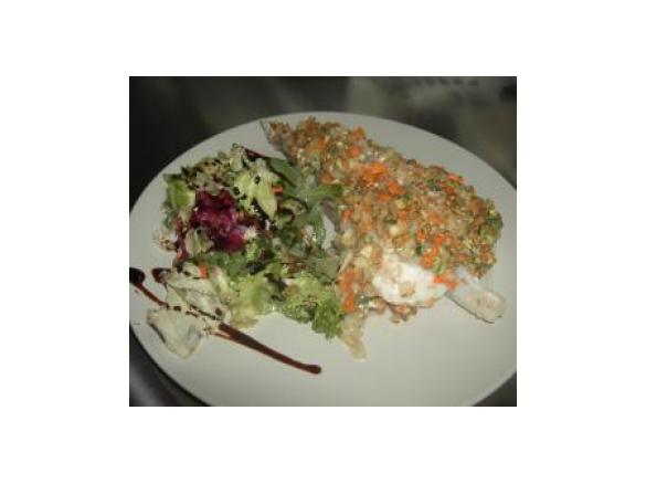 Coda di rospo in crosta di verdure