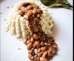 Sformatino di riso con intingolo ai legumi ubriachi / Contest legumi