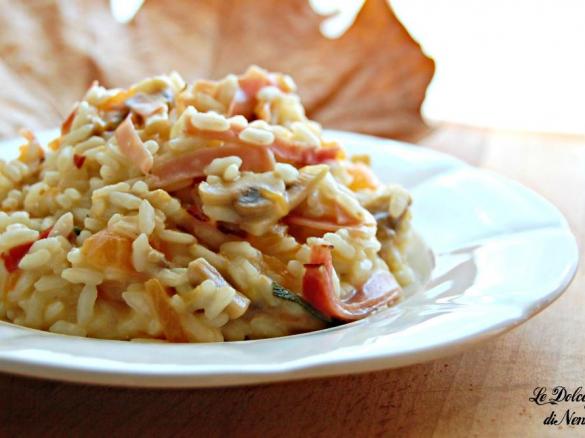 RISOTTO ALLA ZUCCA CON SPECK E FUNGHI