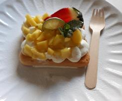 Tiramisù scomposto con mousse di ricotta savoiardi e mango a modo mio