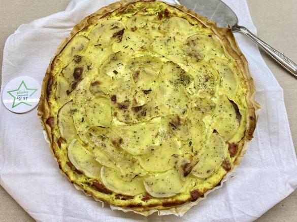 TORTA SALATA PATATE, ZUCCHINE, STRACCHINO E WURSTEL