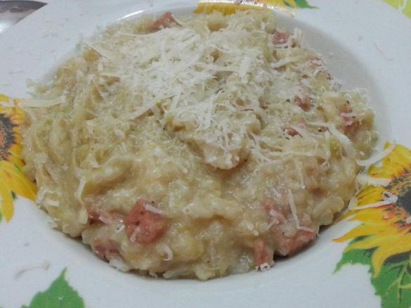 Riso con verza e prosciutto