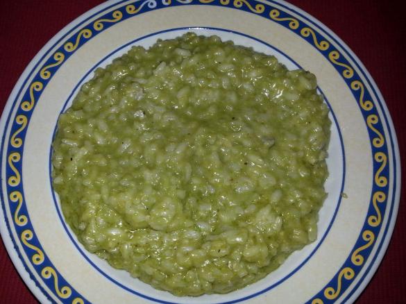 risotto con crema di piselli e gorgonzola