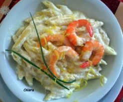 Penne alla crema di limone e mazzancolle