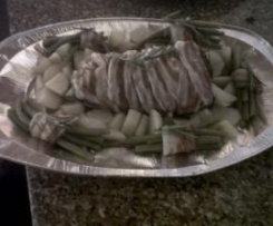 Tacchino porchettato con patate e fagiolini