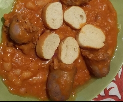 Salsiccia e fagioli con recupero del ragù vegetale.
