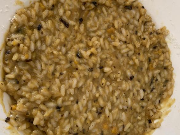 Risotto zucca e fagioli neri