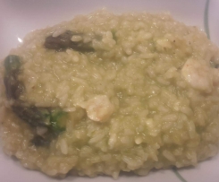 Risotto con asparagi e gamberi rosa 