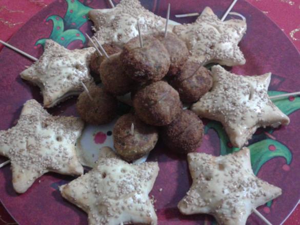 Stelline al salmone e polpettine di pesce spada all'arancia (Natale)