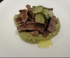 STRACCETTI DI VITELLO CON CREMA DI ZUCCHINE (AL VAROMA)