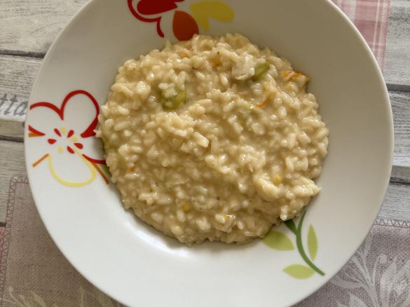 Risotto al parmigiano e fiori di zucca