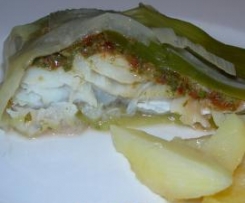 INTRECCIO DI PORRI CON BACCALÀ E PATATE