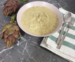 Risotto cremoso ai carciofi, senza latticini
