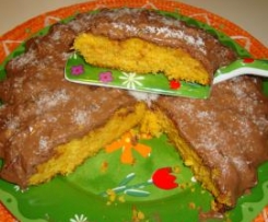 torta glassata di carote, cocco e mandorle