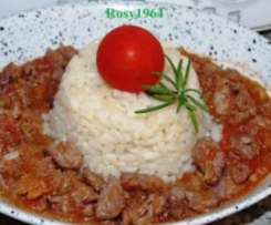 Sformatini di riso con sugo di  salsiccia
