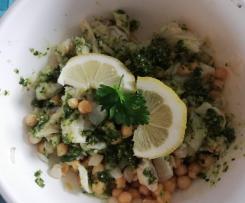 Insalata di ceci e baccalà con pesto di prezzemolo