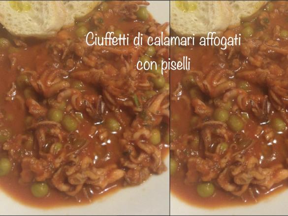 Ciuffetti di calamari affogati con piselli