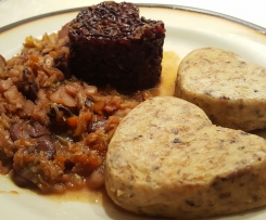 Riso Venere con verza stufata e soufflé ai funghi…e pere al cioccolato – Contest Multilivello