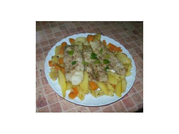 Merluzzo, zucca e patate al forno