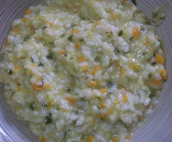 risotto con zucchine e carote e speck