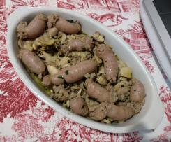 Salsiccia con contorno di champignon