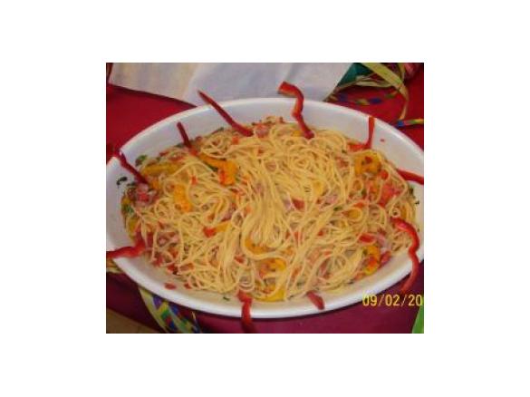 SPAGHETTI CON PEPERONI E BACON