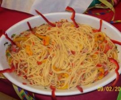 SPAGHETTI CON PEPERONI E BACON