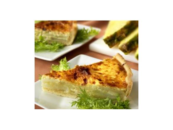 Quiche di patate, porri e ananas