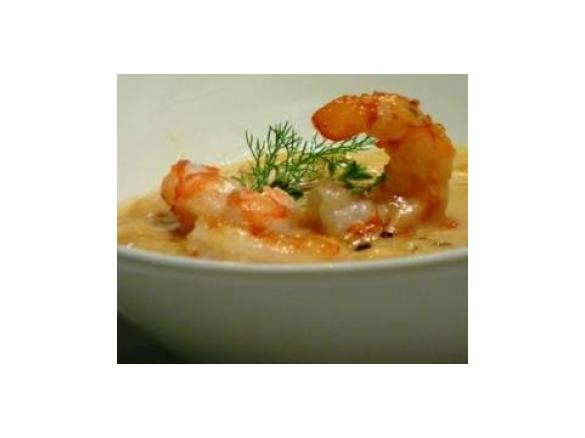 Vellutata di ceci e gamberi al curry