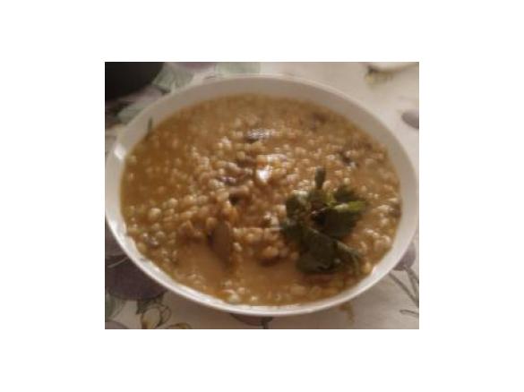 Zucca, funghi e orzo.