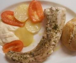 Palombo a vapore con patate, maionese e Pane Semi Integrale