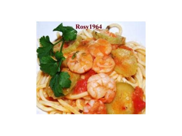 Troccoli con Zucchine e Gamberi al profumo di Agrumi