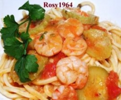 Troccoli con Zucchine e Gamberi al profumo di Agrumi