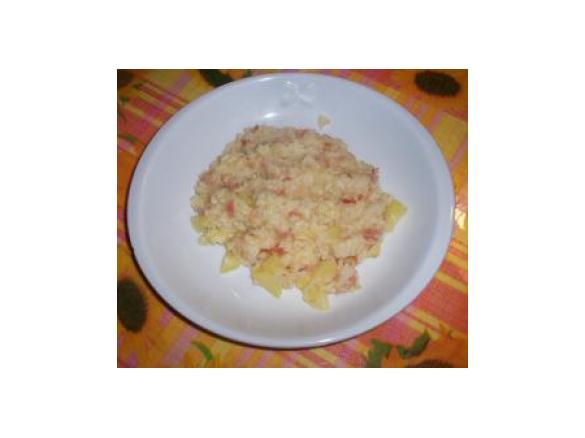 Risotto con porro, speck e patate