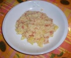 Risotto con porro, speck e patate