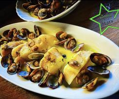 Coda di rospo con arselle e zafferano