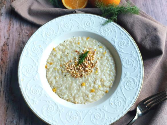 Risotto Finocchietto Arancia e granella di Nocciole