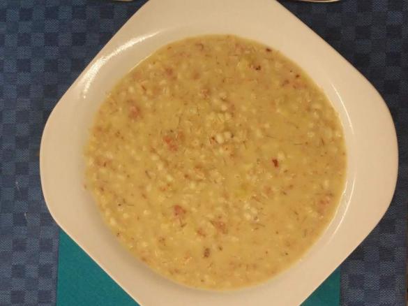 Orzotto speck, taleggio e mele