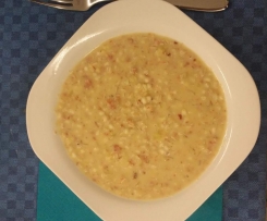 Orzotto speck, taleggio e mele