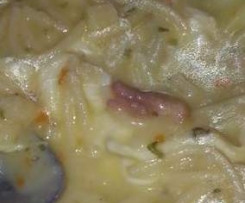 pasta e patate con provola e pancetta