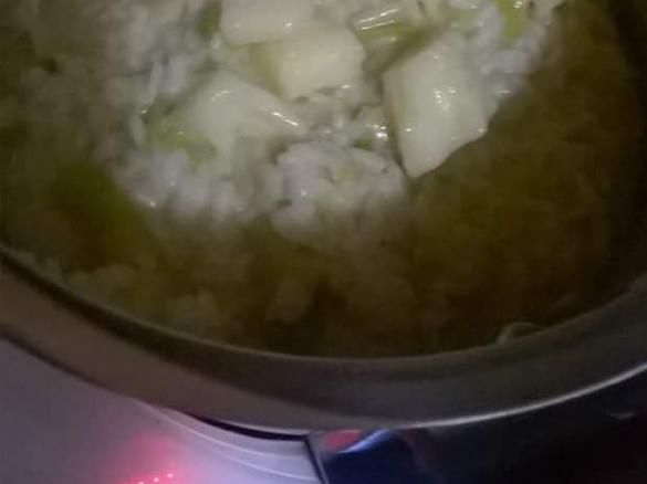 risotto porri e  provolone piccante