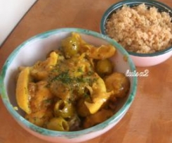 Tajine di pollo  e cous cous (1 porzione)