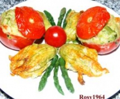 Fiori di zucca ripieni di verdure, speck e mozzarella