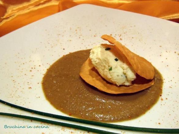 Baccalà mantecato alla ricotta su crema di carciofi