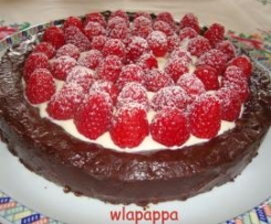 ciocco crostata glassata alle due creme con lamponi