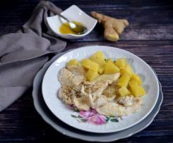 Filetti di pesce persico in salsa di zenzero e patate