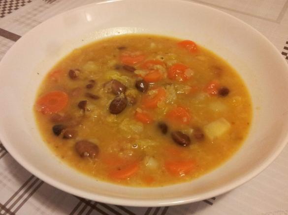 Minestra di porri e borlotti