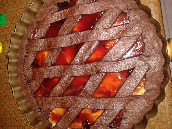 CROSTATA AL CIOCCOLATO CON CREMA E MARMELLATA