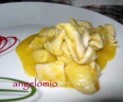 Bocconcini di pollo con salsa all'arancia